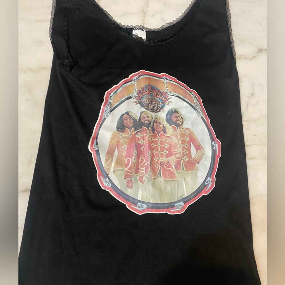 Rare vintage black Beatles tank top by medallion size small